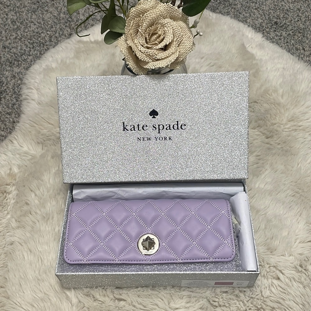 Kate Spade quilted Leather Lg Continental Wallet lilac NWT - Picture 10 of 10